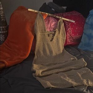 Beige Knit Sleeveless Dress